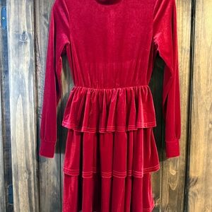 Red Velvet Tiered Dress